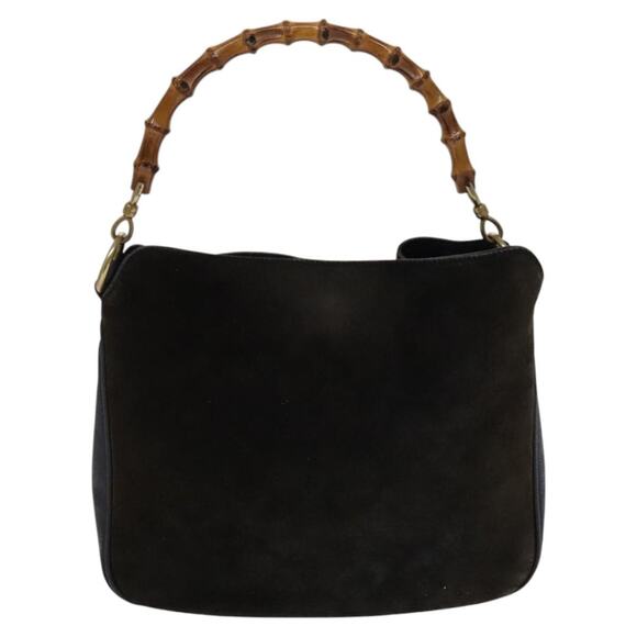 GUCCI Bamboo Hand Bag Suede Leather Brown Gold 001 1705 001 1705 - Picture 3 of 12